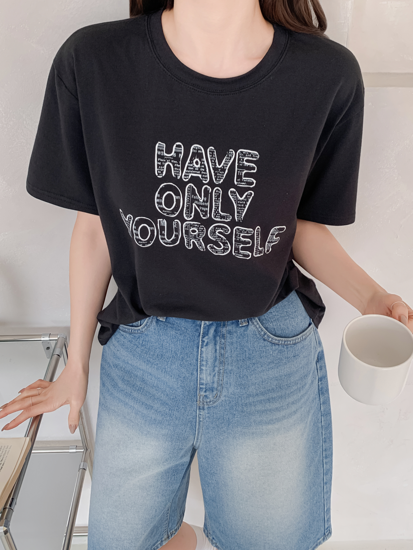 ラウンドネック半袖レタリングTシャツ | 詳細画像13