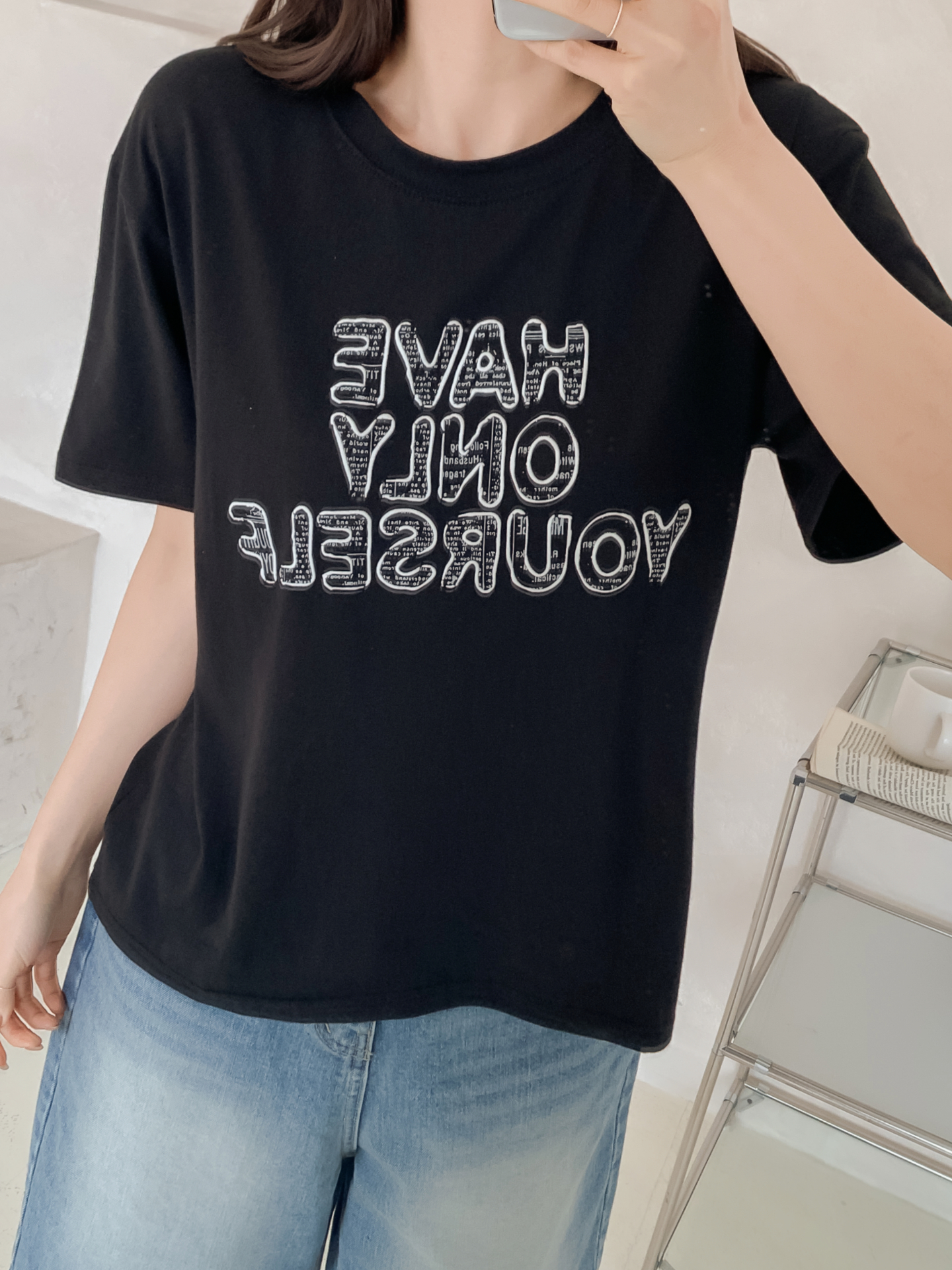 ラウンドネック半袖レタリングTシャツ | 詳細画像16
