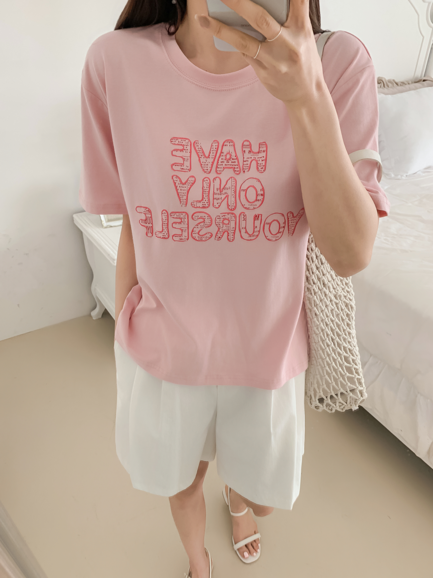 ラウンドネック半袖レタリングTシャツ | 詳細画像30