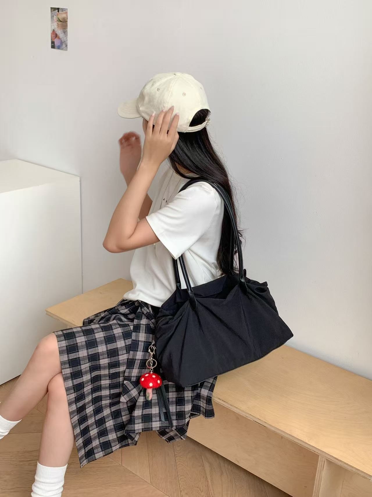 ジップアップポケットビッグ無地トートバッグ | 詳細画像9