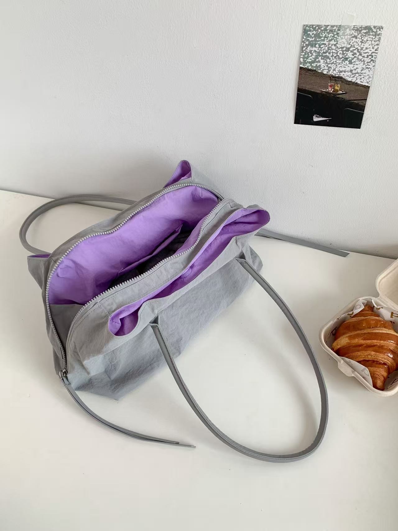 ジップアップポケットビッグ無地トートバッグ | 詳細画像13