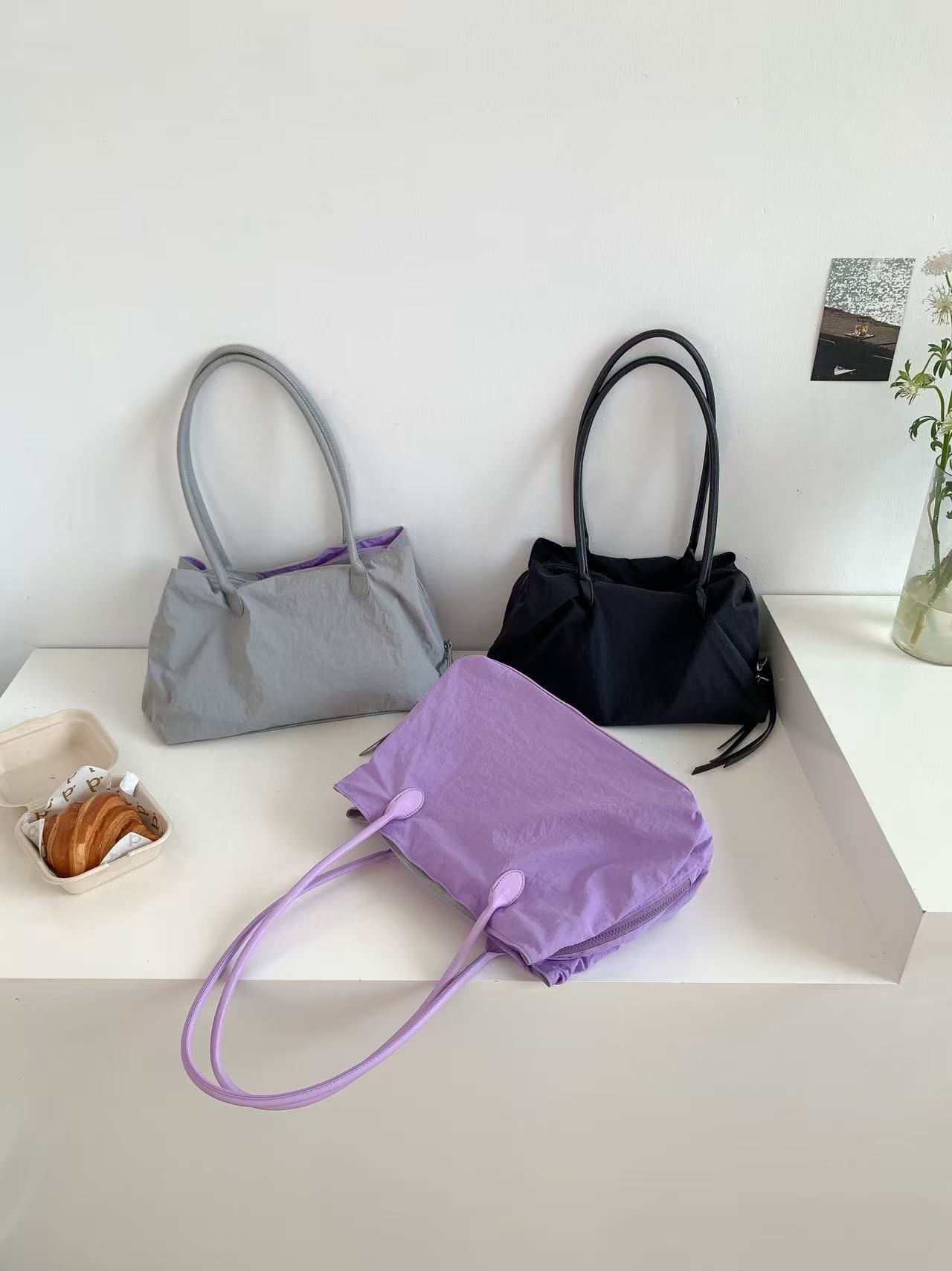 ジップアップポケットビッグ無地トートバッグ | 詳細画像2