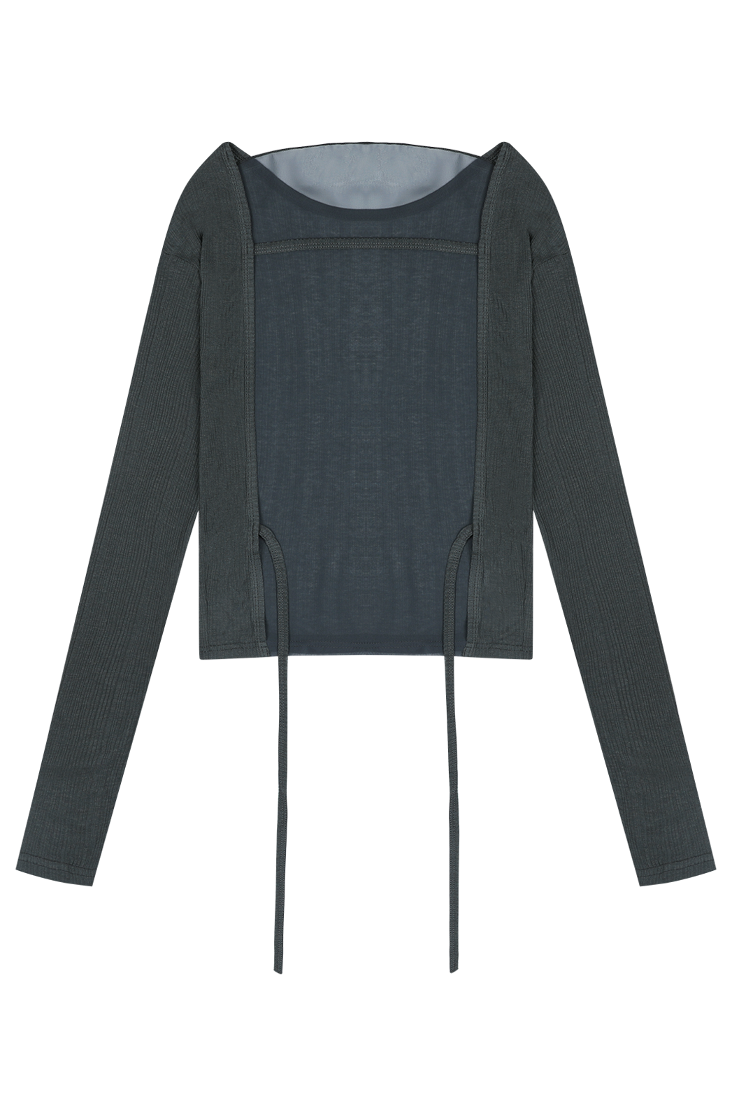 シースルーウール混ラウンドネックバックストラップ無地Tシャツ春夏秋 | 詳細画像21