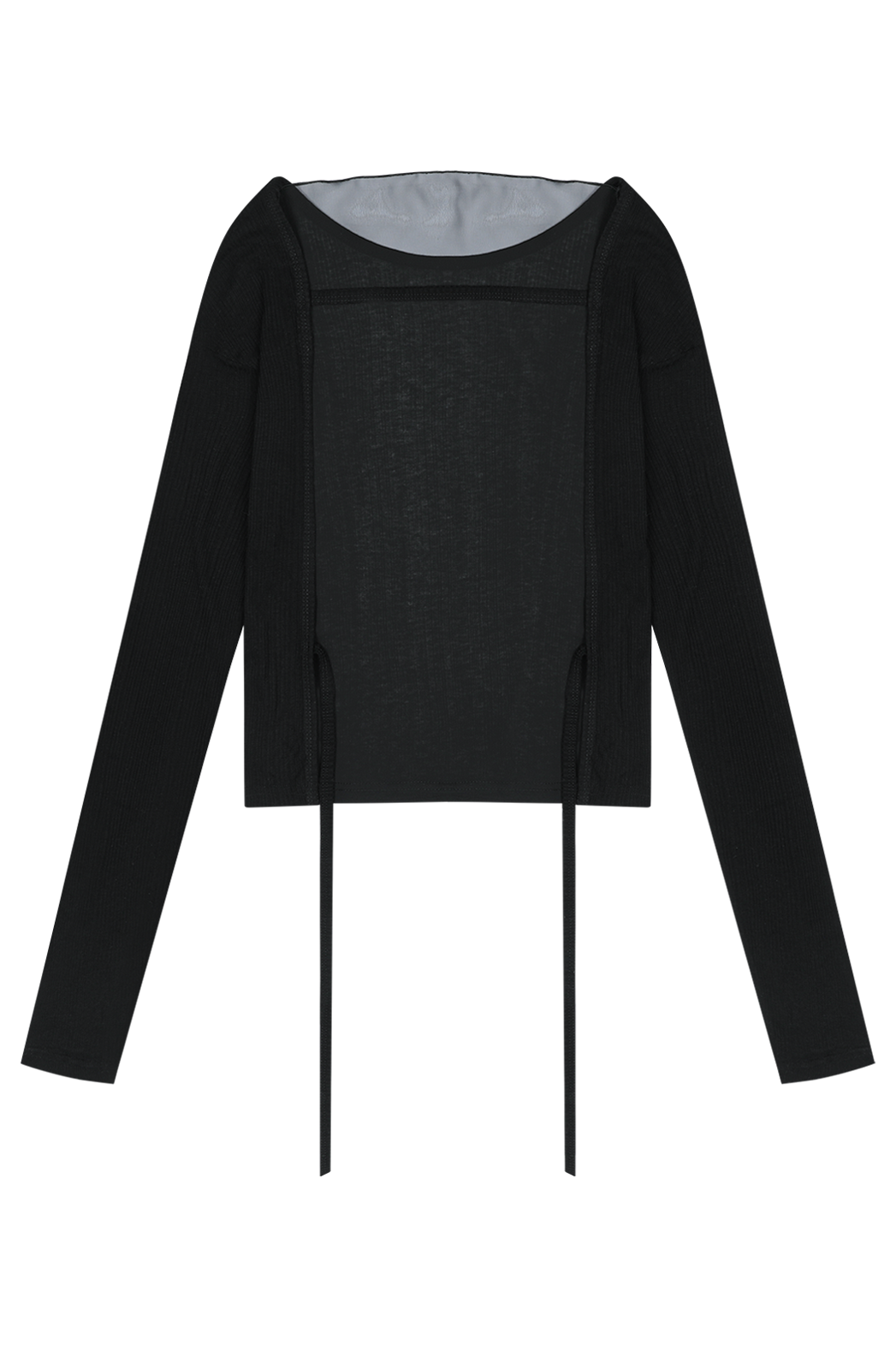 シースルーウール混ラウンドネックバックストラップ無地Tシャツ春夏秋 | 詳細画像22