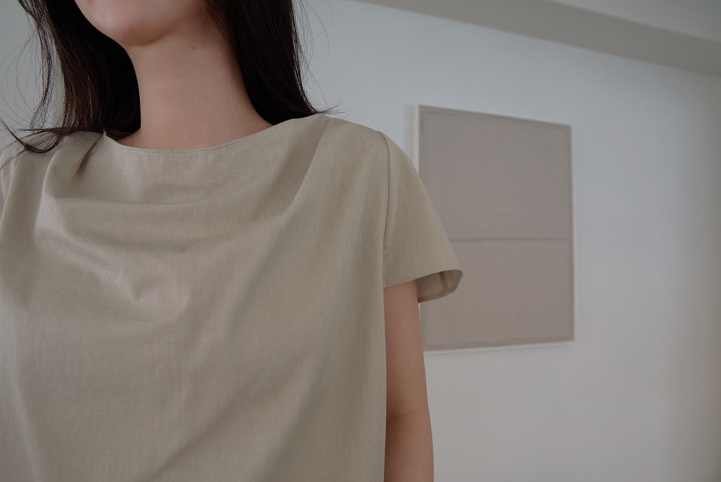 コットンストラップ半袖ギャザー無地ブラウス春夏秋 | 詳細画像11