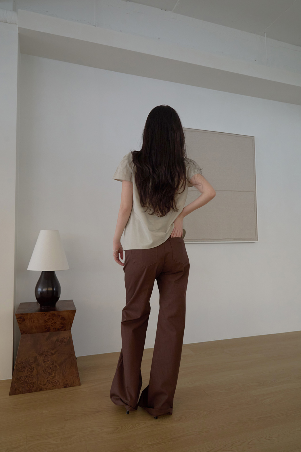 コットンストラップ半袖ギャザー無地ブラウス春夏秋 | 詳細画像13