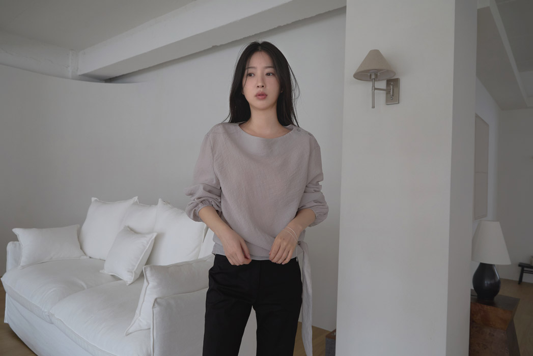 ベルベットナイロンストラップベーシック無地ブラウス春夏秋 | 詳細画像12