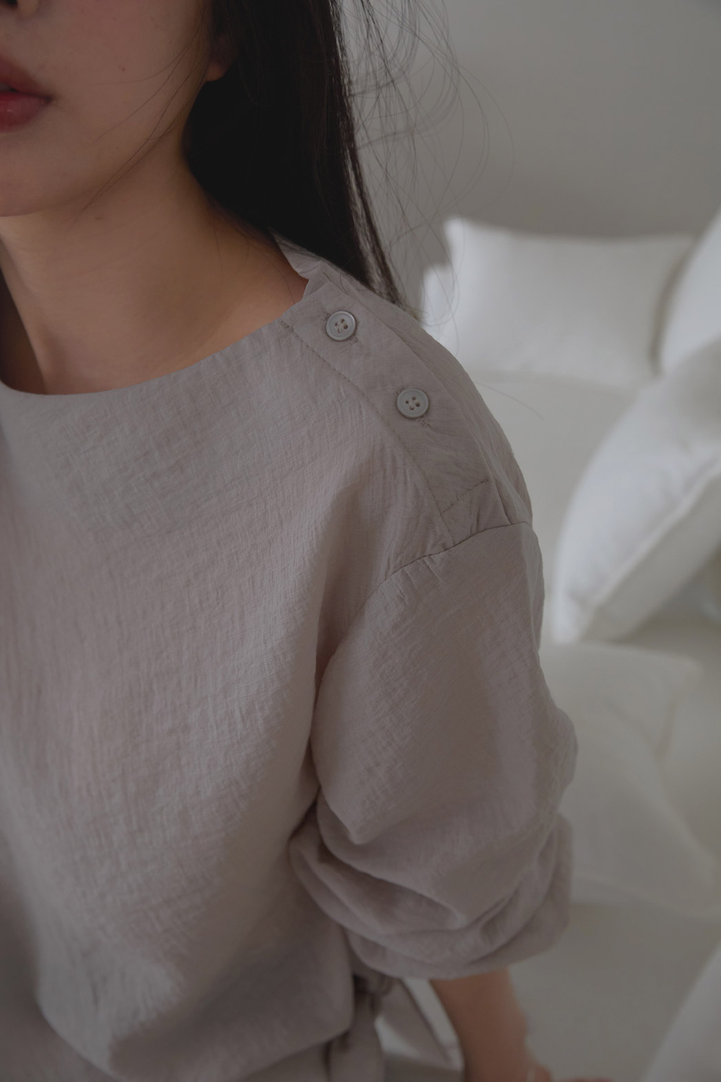 ベルベットナイロンストラップベーシック無地ブラウス春夏秋 | 詳細画像16