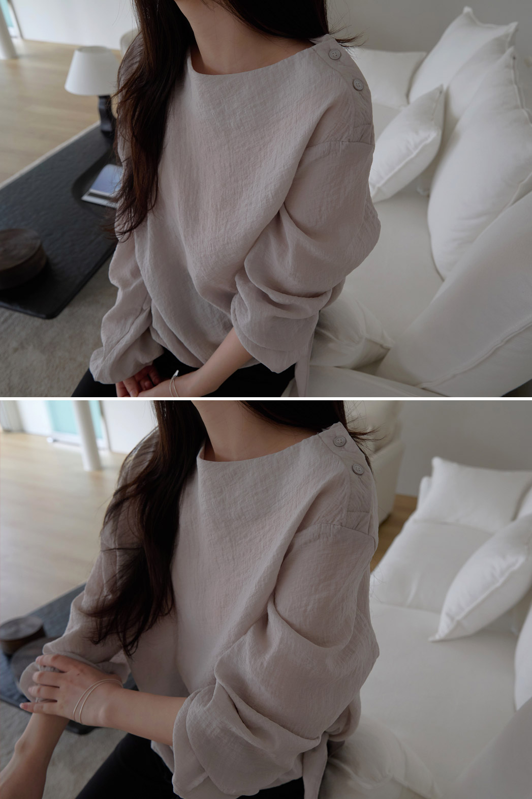 ベルベットナイロンストラップベーシック無地ブラウス春夏秋 | 詳細画像17