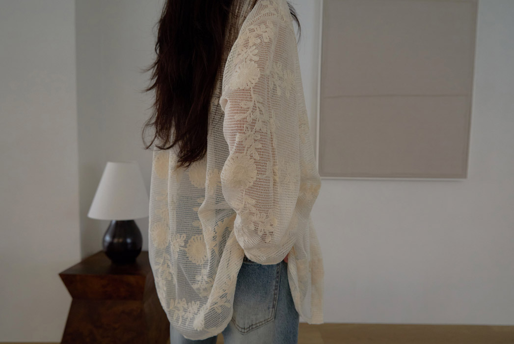 ベロアコットンボタンカラーオーバーサイズクロシェシャツ春夏秋 | 詳細画像10