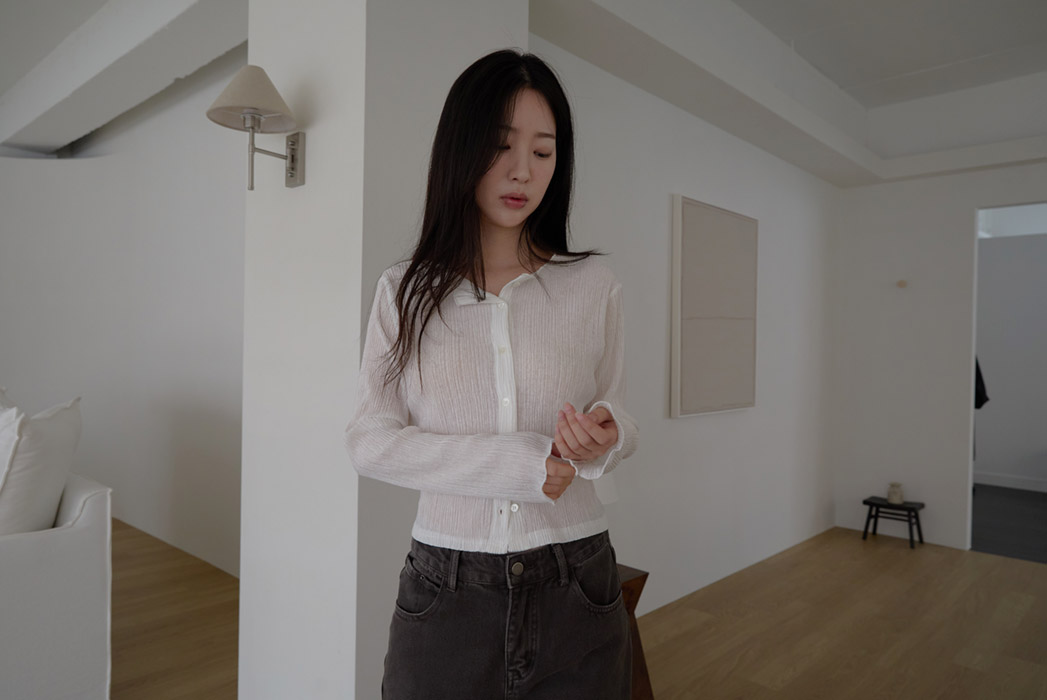 ベルベットベロアプリーツスリム無地ブラウス春夏秋 | 詳細画像14