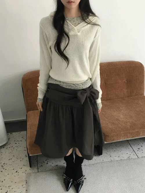 ニットリブフード長袖ベーシックボタンニット | banincci | 詳細画像1