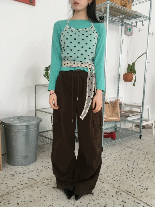 シースルースリムホルターネックベーシックハートドットビスチェ | banincci | 詳細画像1