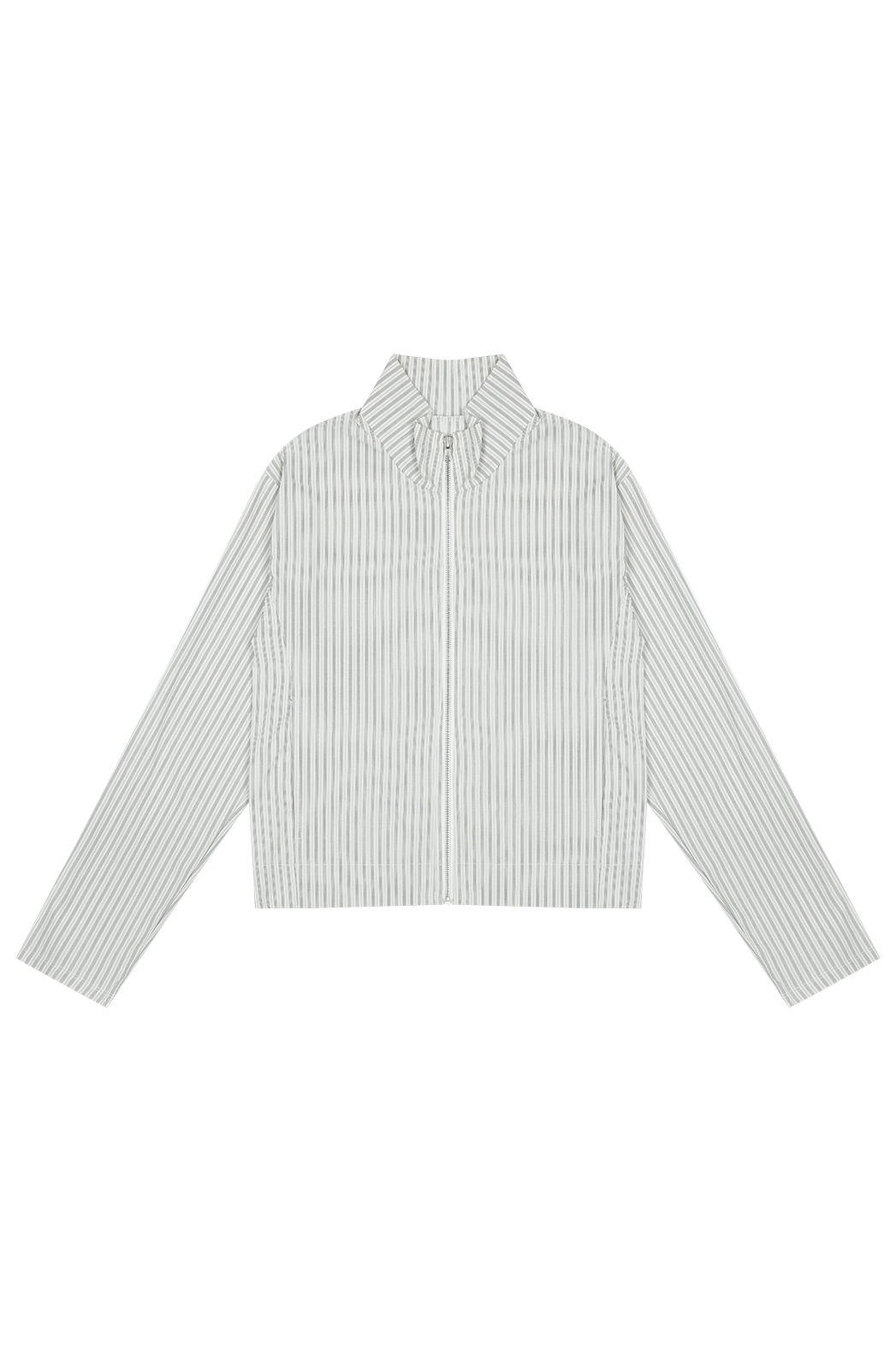 コットンハイネックベーシックセミクロップドストライプチェックジャンパー春夏秋 | 詳細画像19