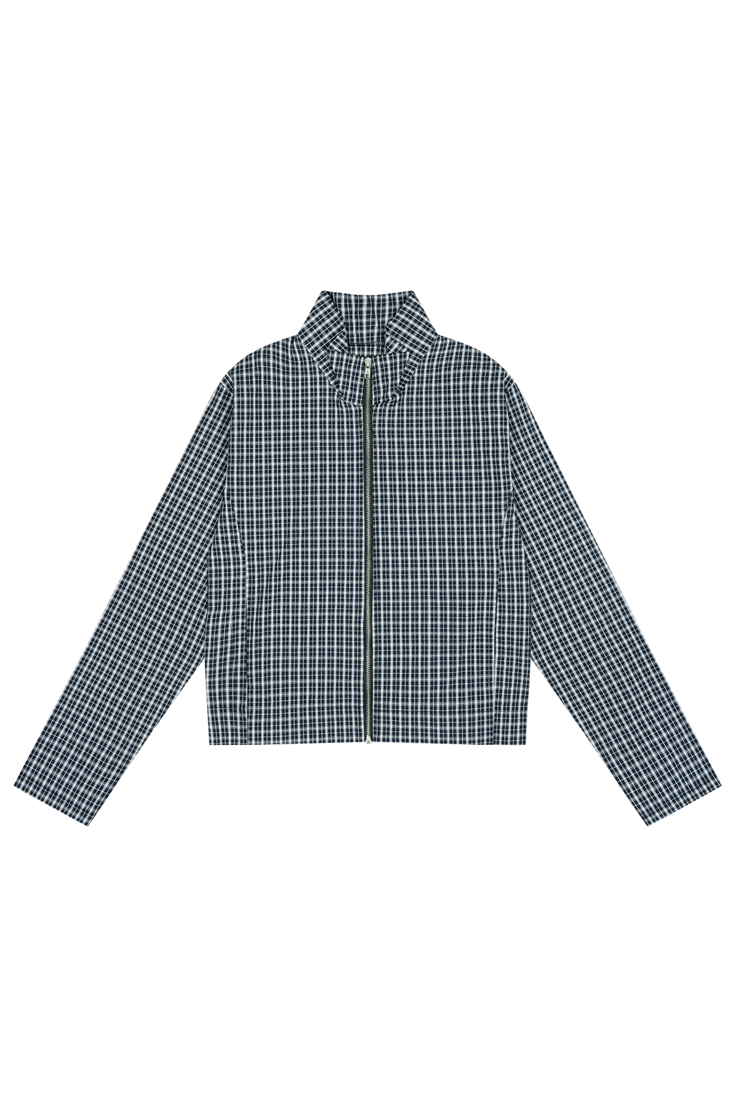 コットンハイネックベーシックセミクロップドストライプチェックジャンパー春夏秋 | 詳細画像21