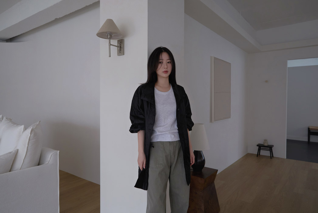 ナイロンハイネックドローコードミドル無地ジャンパー春夏秋 | 詳細画像14