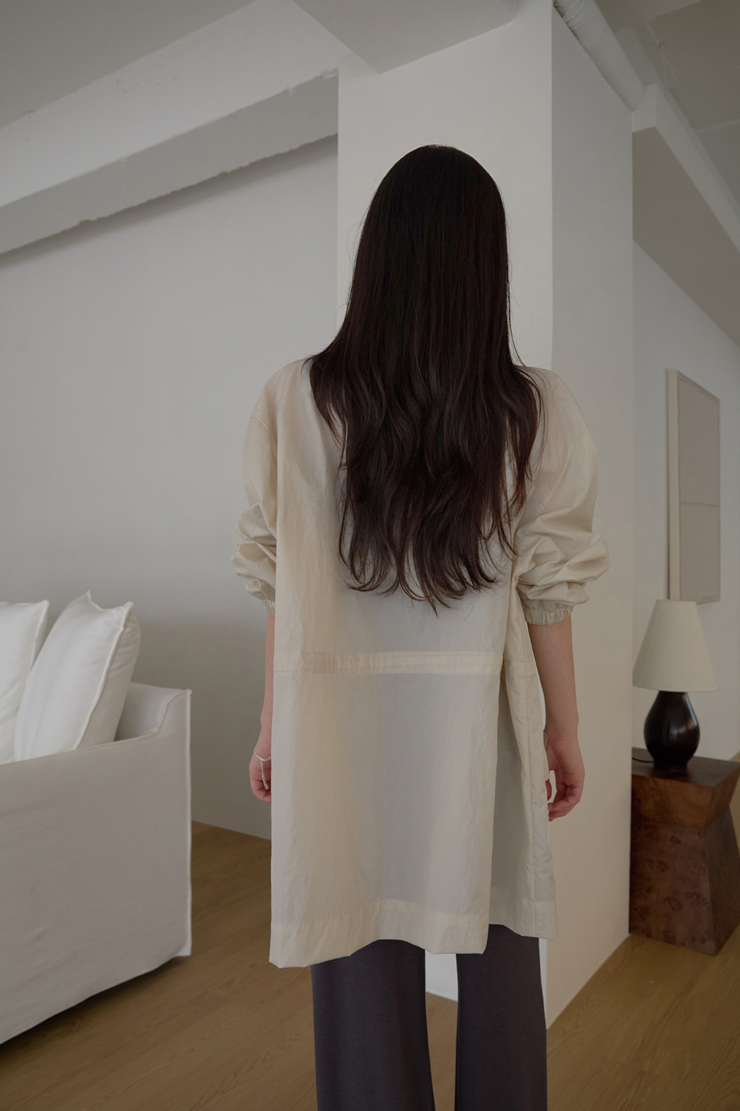 ナイロンハイネックドローコードミドル無地ジャンパー春夏秋 | 詳細画像21