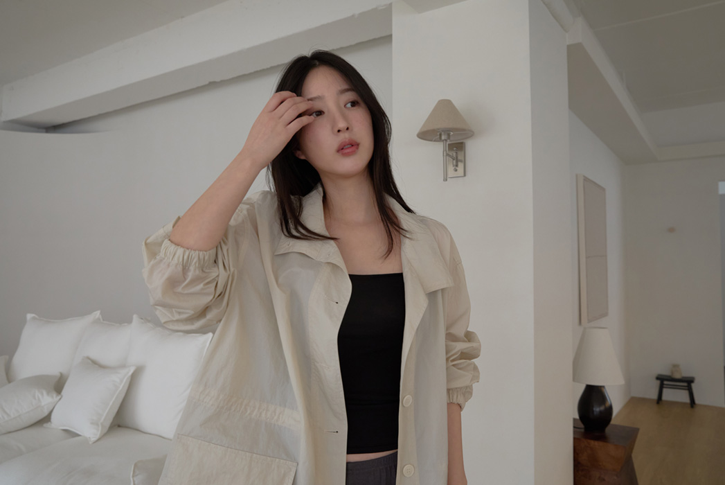 ナイロンハイネックドローコードミドル無地ジャンパー春夏秋 | 詳細画像26