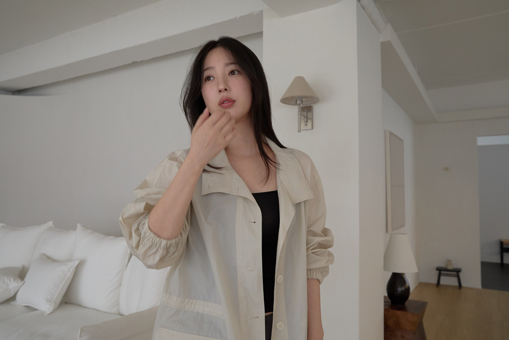 ナイロンハイネックドローコードミドル無地ジャンパー春夏秋 | 詳細画像27