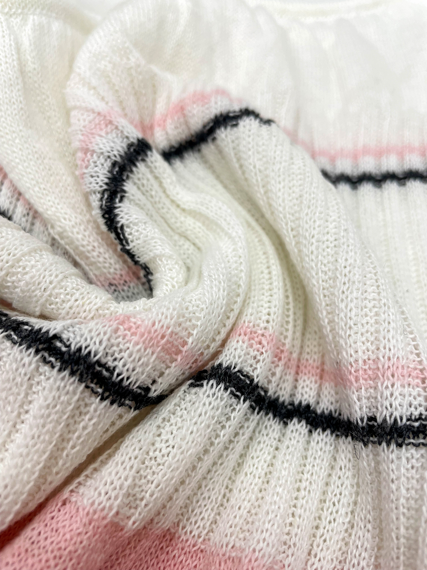 リネン混ラウンドネック半袖ボーダー配色ニット | 詳細画像9