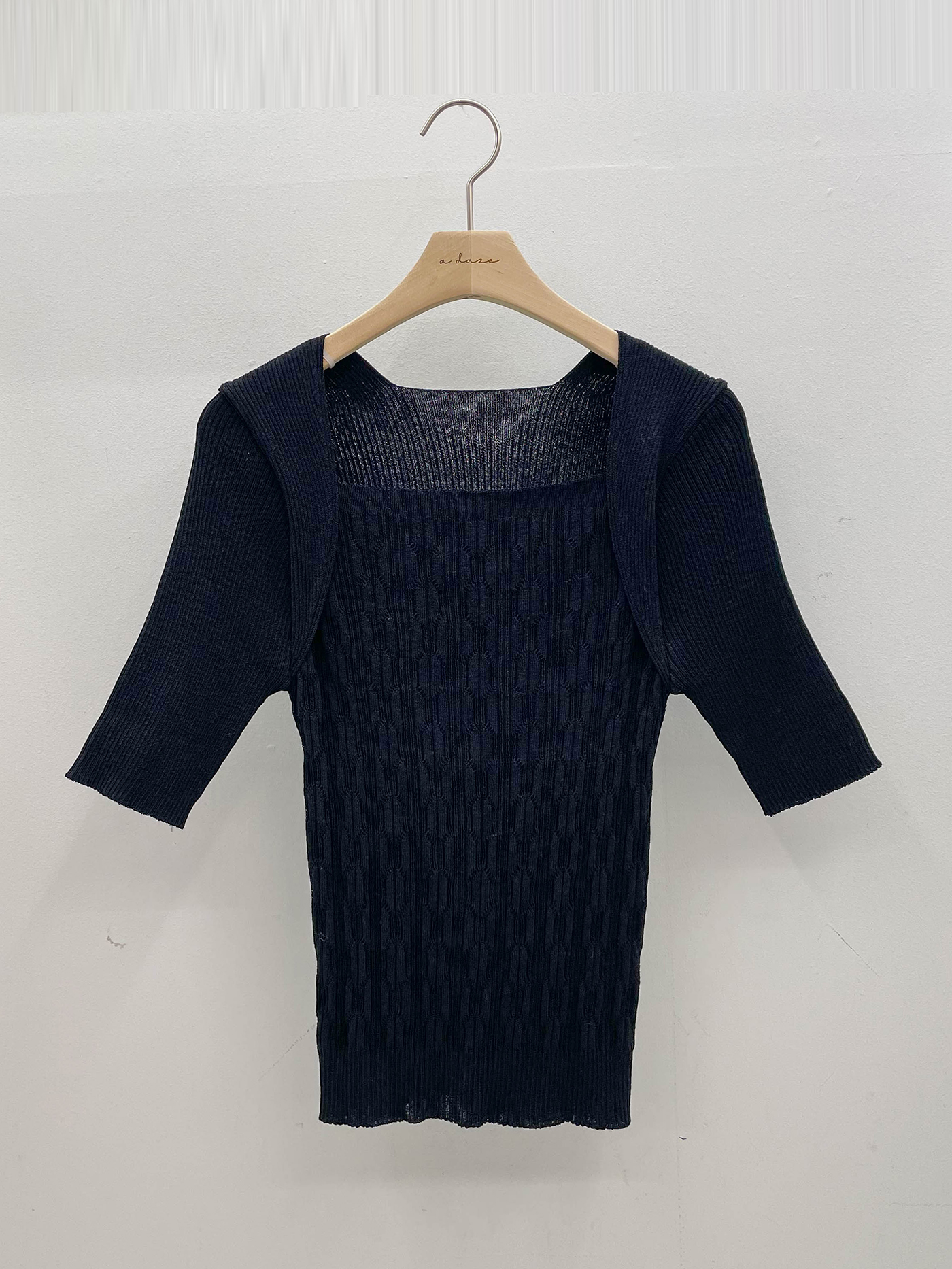 リブレイヤード風ボレロネック半袖ニット | 詳細画像19