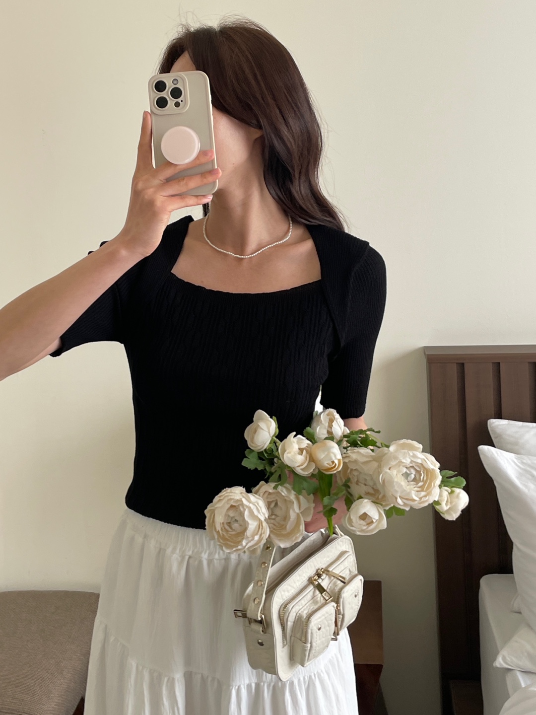 リブレイヤード風ボレロネック半袖ニット | 詳細画像13