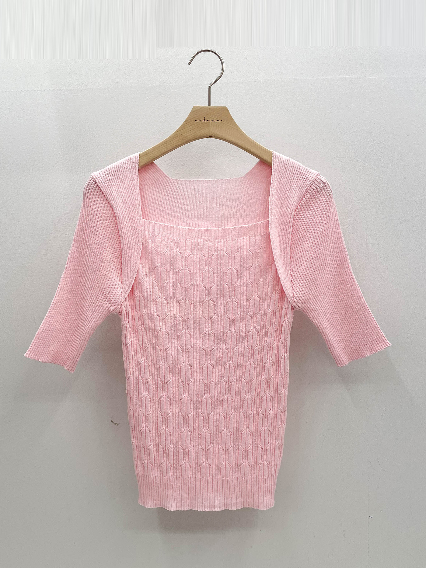 リブレイヤード風ボレロネック半袖ニット | 詳細画像17