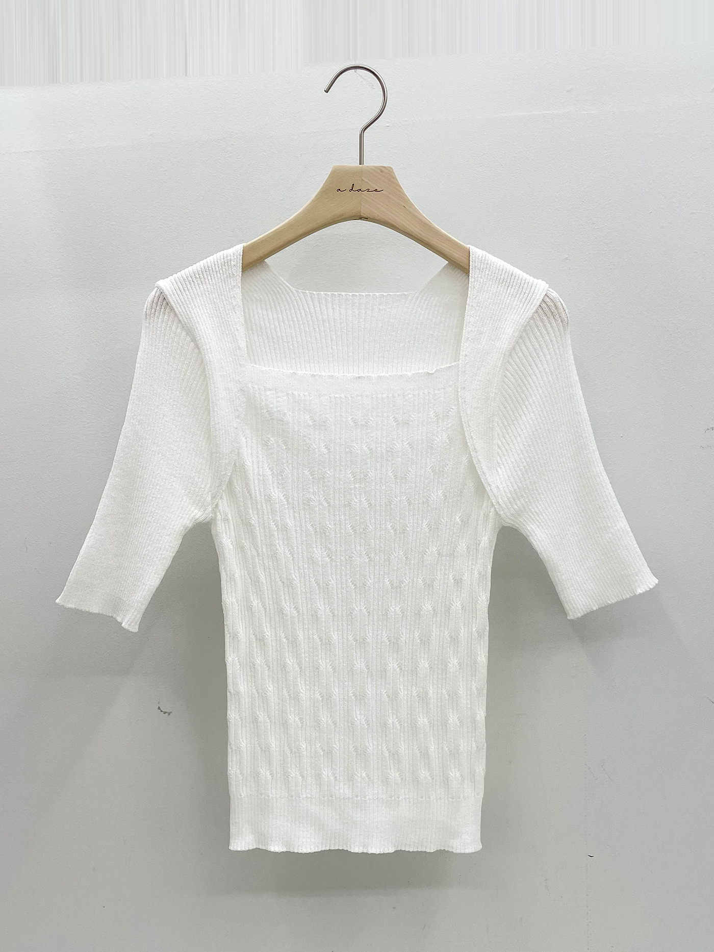 リブレイヤード風ボレロネック半袖ニット | 詳細画像18