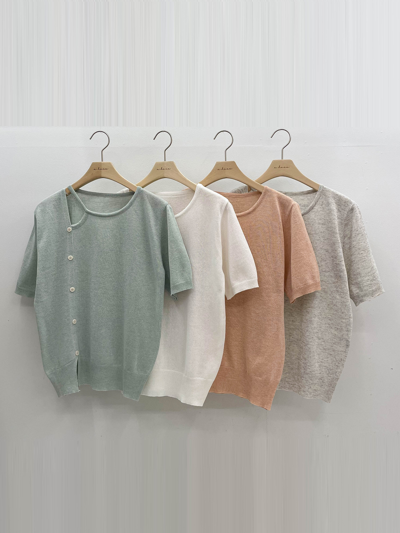 リネン混ラウンドネックスリット半袖フェイクボタンニット | 詳細画像17