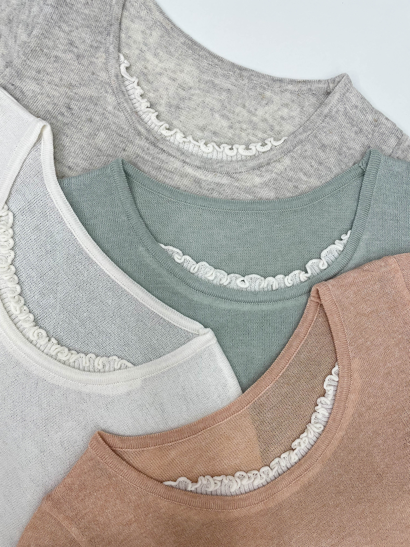 リネン混ラウンドネックフリル半袖ニットストラップ付 | 詳細画像4