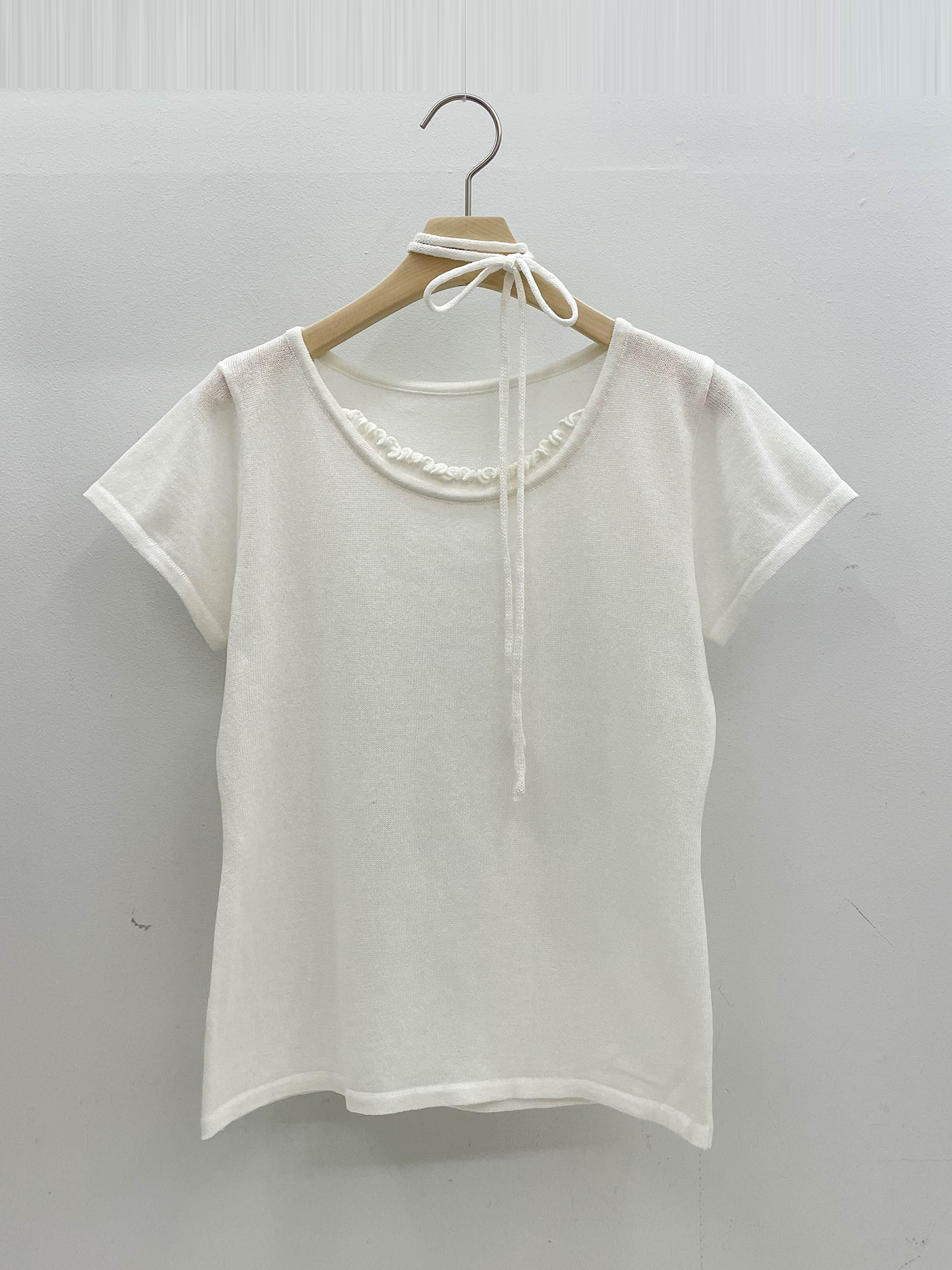 リネン混ラウンドネックフリル半袖ニットストラップ付 | 詳細画像17