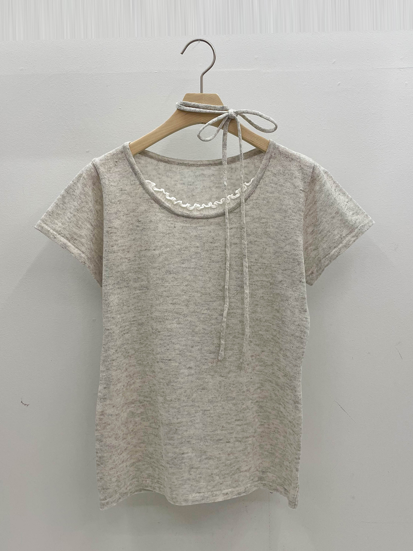 リネン混ラウンドネックフリル半袖ニットストラップ付 | 詳細画像19