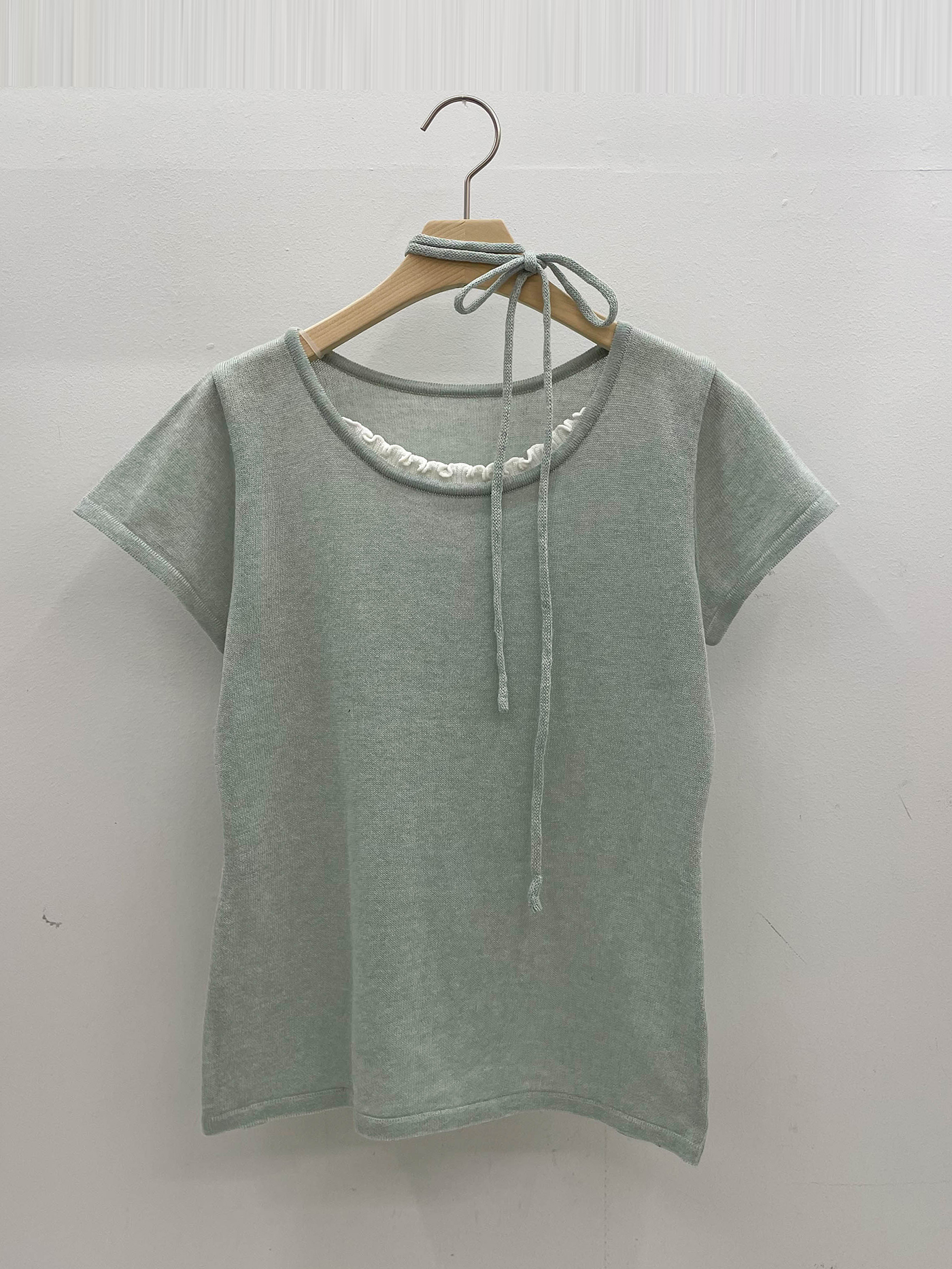 リネン混ラウンドネックフリル半袖ニットストラップ付 | 詳細画像20