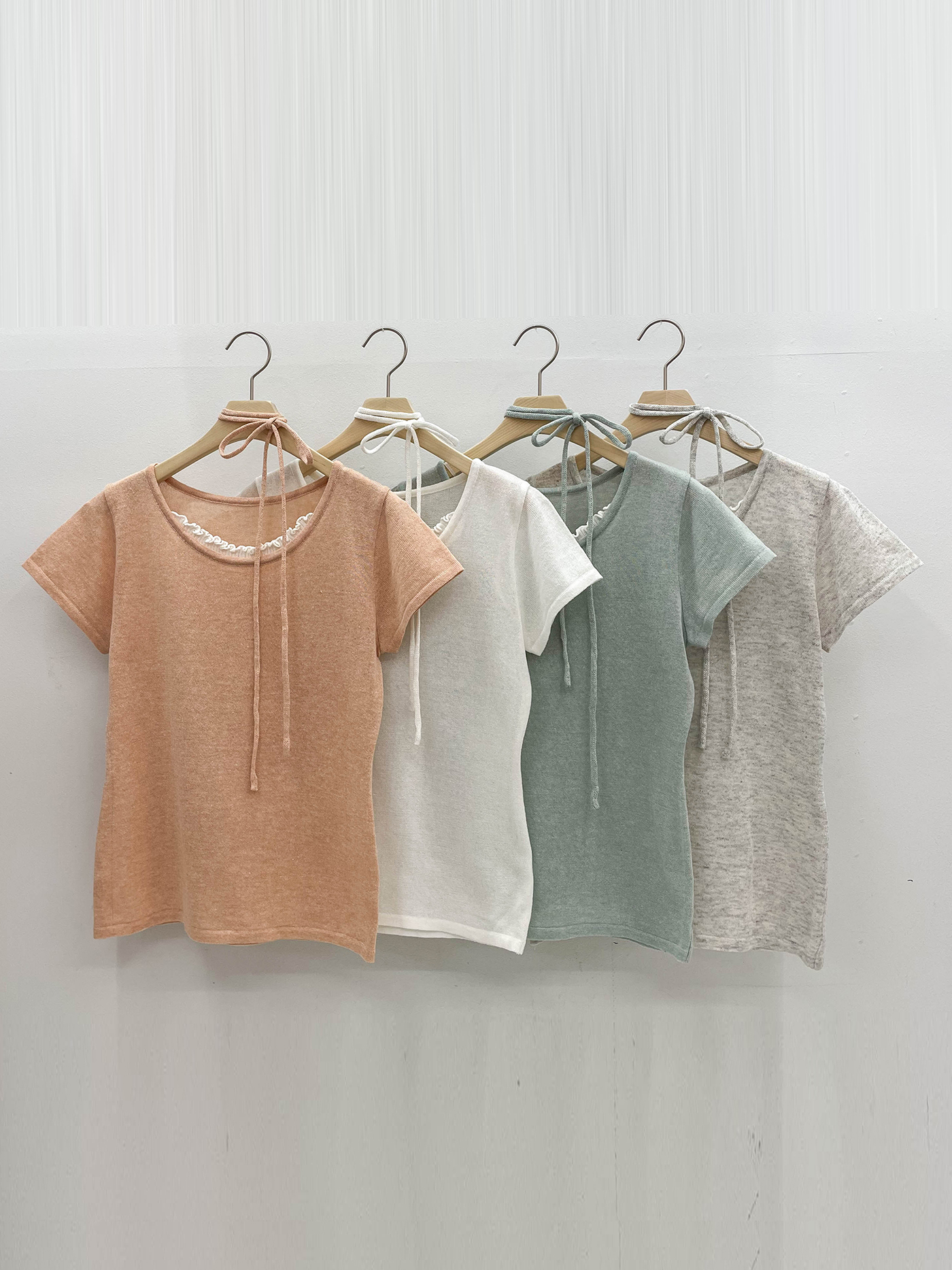 リネン混ラウンドネックフリル半袖ニットストラップ付 | 詳細画像21