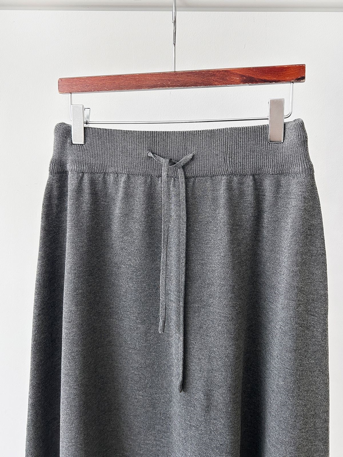 ラウンドネックシンプルベーシックウエストゴムラグランロング半袖無地セットアップスカートニット | 詳細画像31