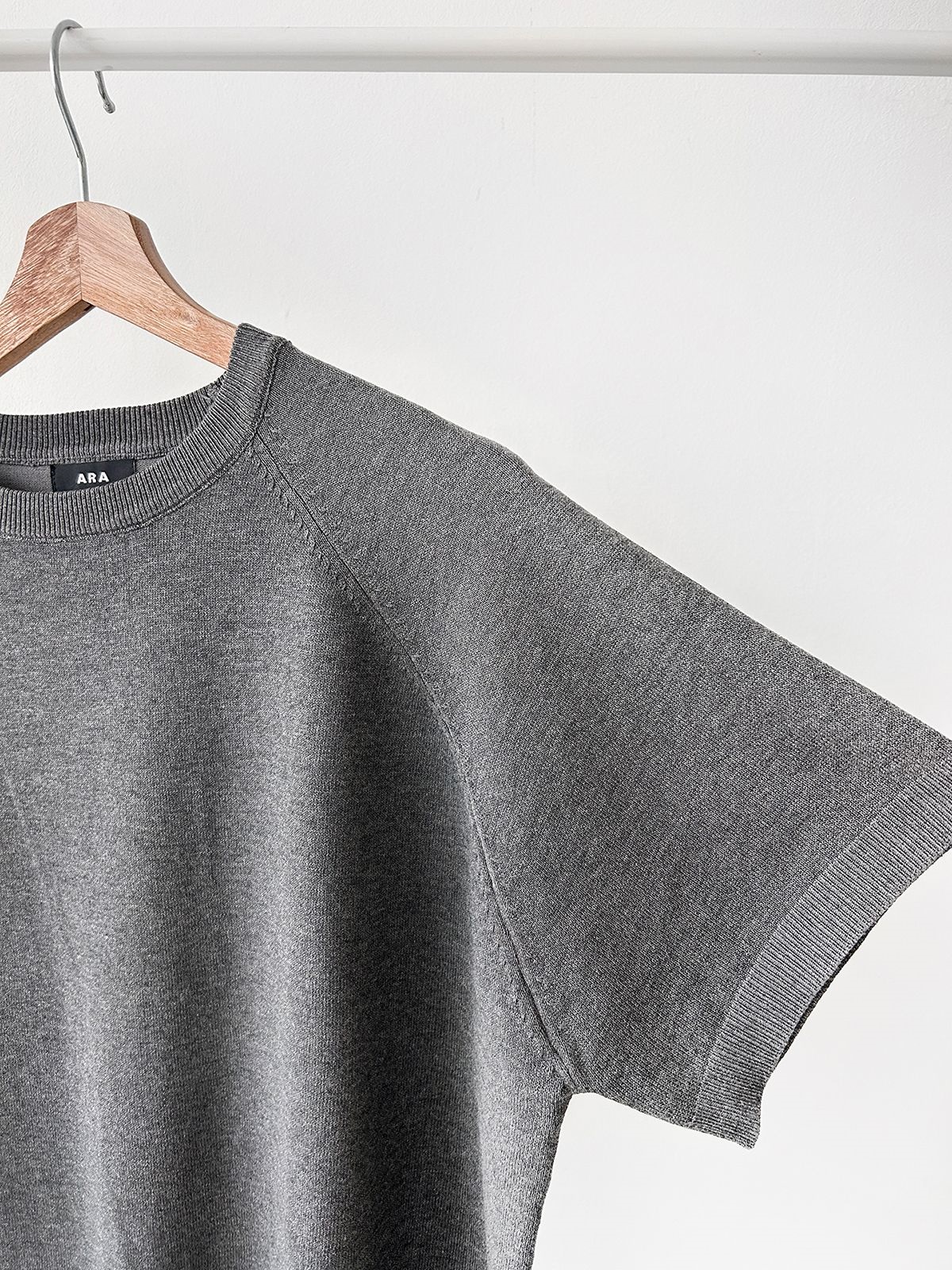 ラウンドネックシンプルベーシックウエストゴムラグランロング半袖無地セットアップスカートニット | 詳細画像30