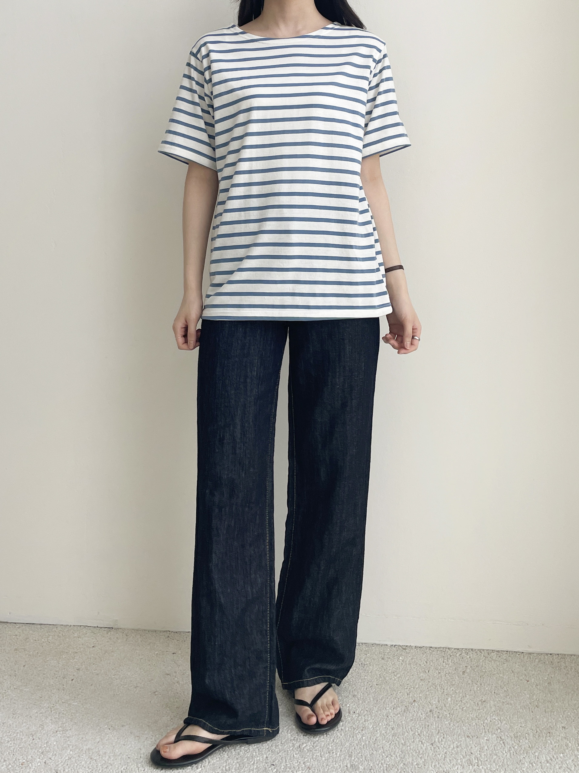 ラウンドネック半袖ボーダーTシャツ | 詳細画像2