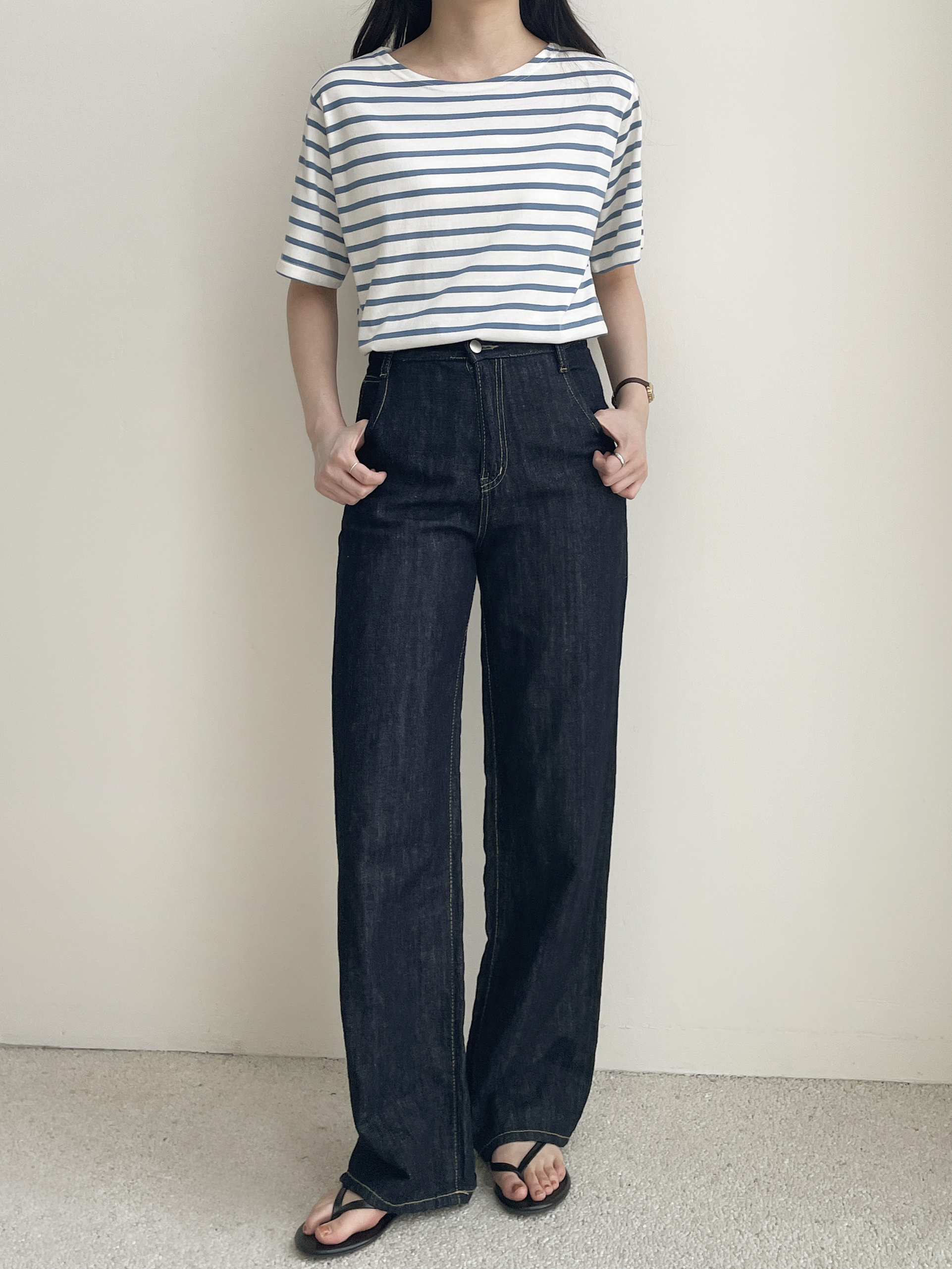 ラウンドネック半袖ボーダーTシャツ | 詳細画像6