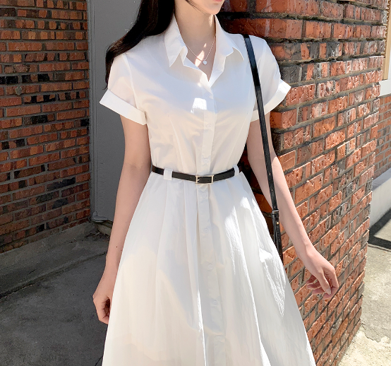 ボタンカラーロング長袖ワンピースベルト付 | 詳細画像4