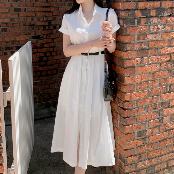 ボタンカラーロング長袖ワンピースベルト付 | 詳細画像6