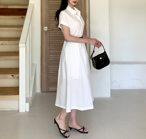 ボタンカラーロング長袖ワンピースベルト付 | 詳細画像13