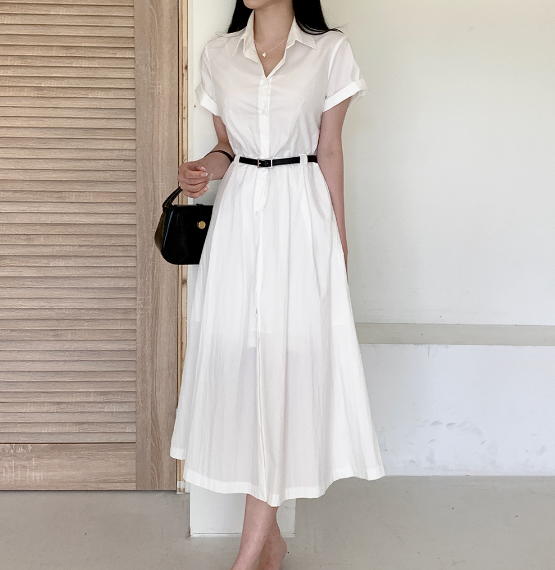 ボタンカラーロング長袖ワンピースベルト付 | 詳細画像10