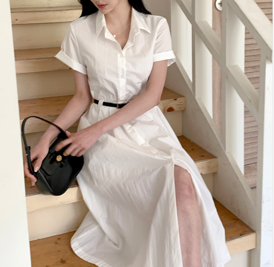 ボタンカラーロング長袖ワンピースベルト付 | 詳細画像14