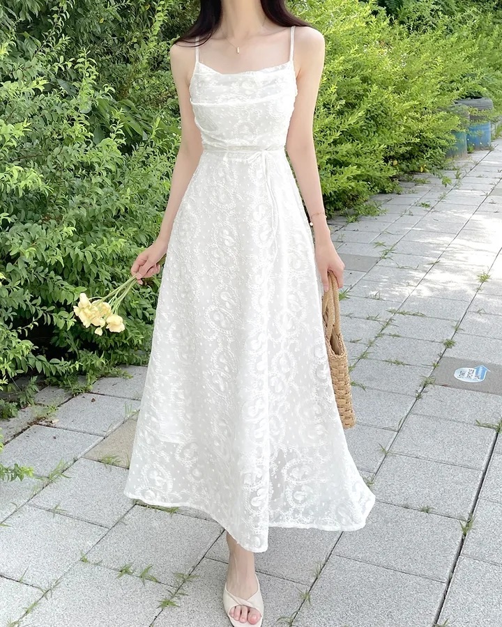 レースバックゴムスリムロングキャミワンピース | 詳細画像6