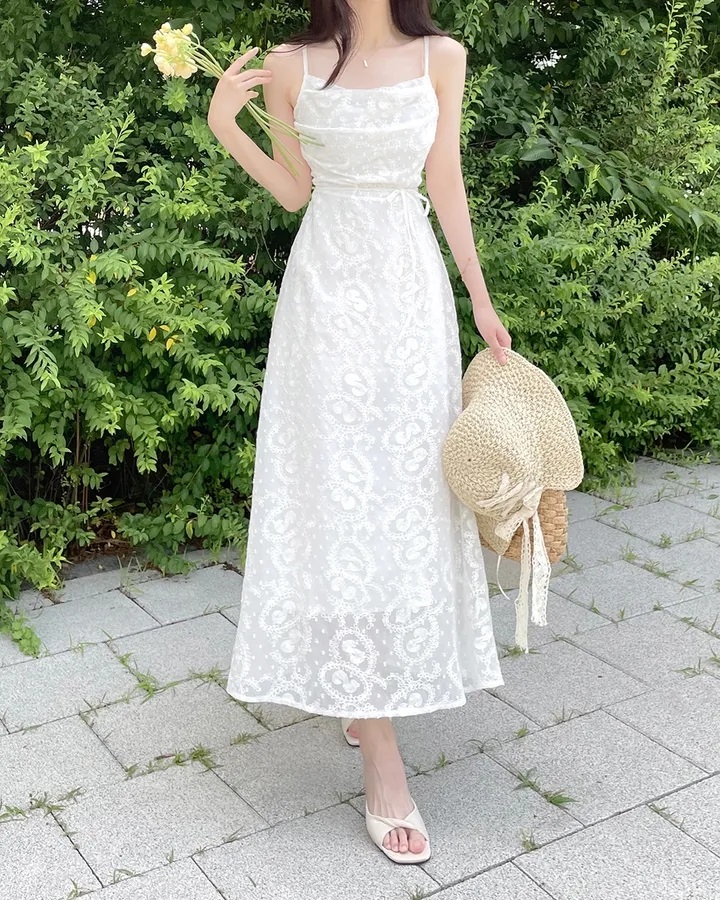 レースバックゴムスリムロングキャミワンピース | 詳細画像10