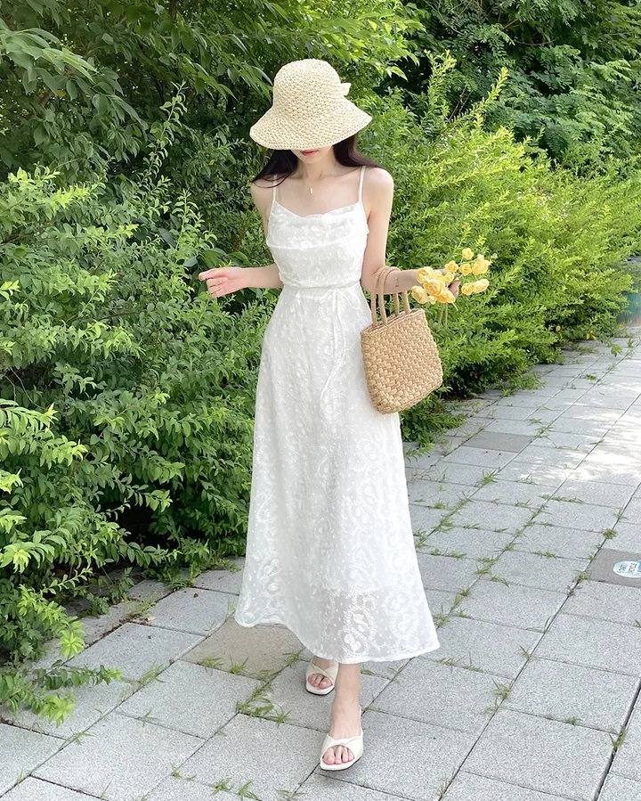 レースバックゴムスリムロングキャミワンピース | 詳細画像11