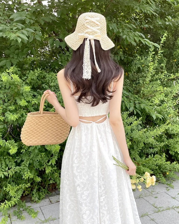 レースバックゴムスリムロングキャミワンピース | 詳細画像12