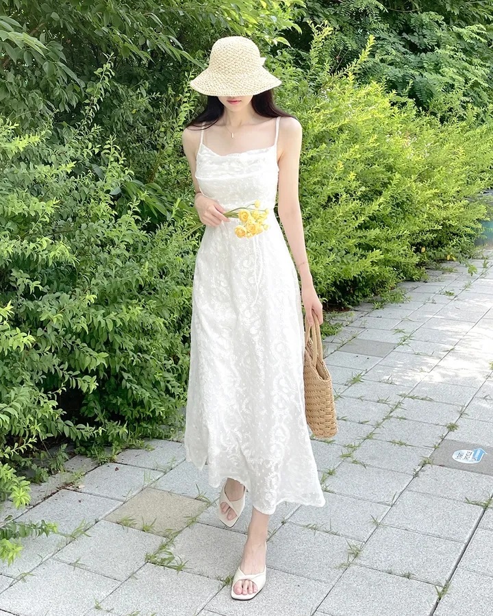 レースバックゴムスリムロングキャミワンピース | 詳細画像14