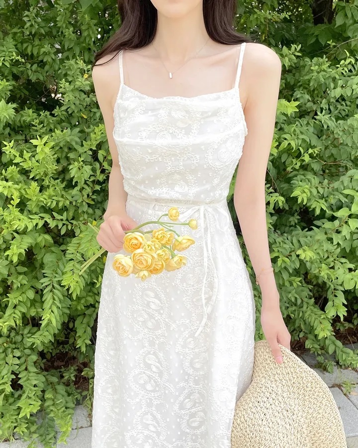 レースバックゴムスリムロングキャミワンピース | 詳細画像9