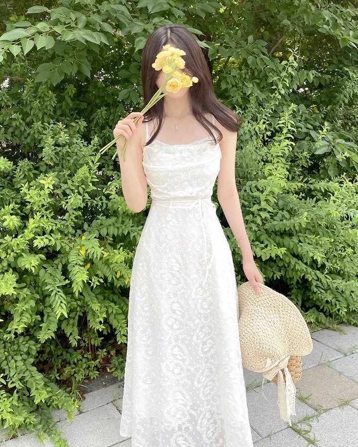 レースバックゴムスリムロングキャミワンピース | 詳細画像13